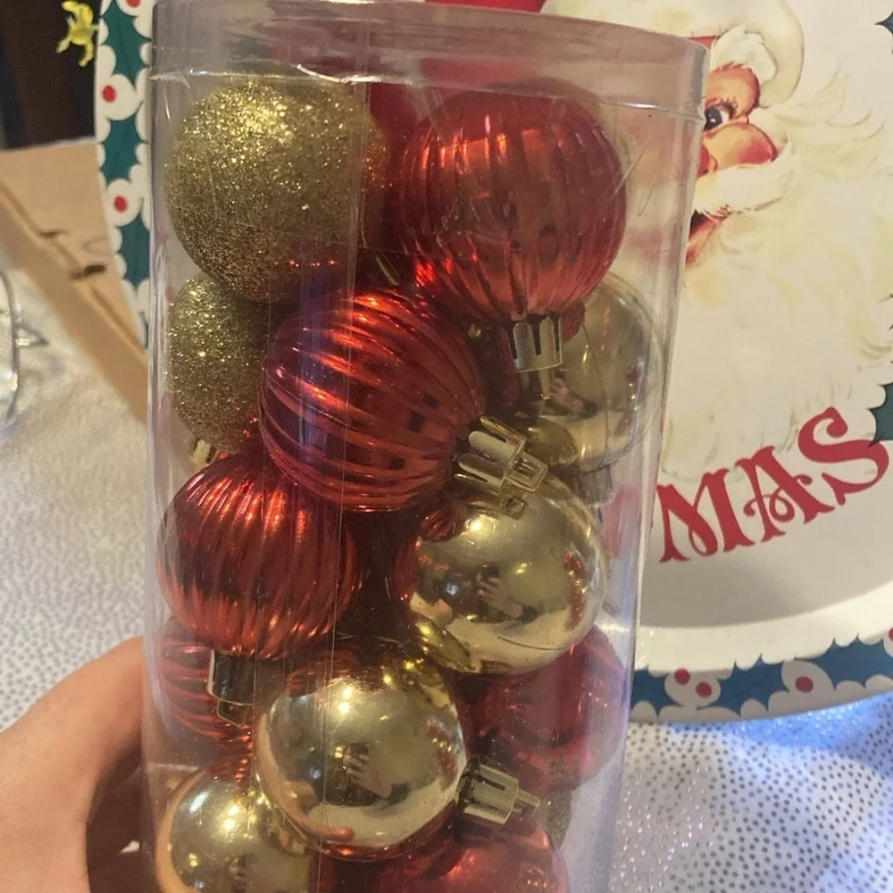 Holiday style ornaments 24count  red gold